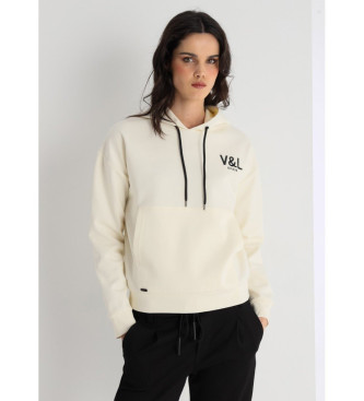 Victorio & Lucchino, V&L Sweat  capuche en velours beige avec logo