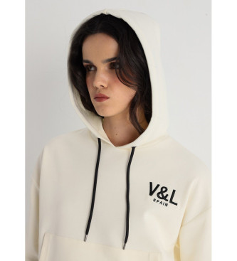 Victorio & Lucchino, V&L Sweat  capuche en velours beige avec logo