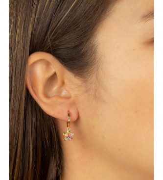 VIDAL & VIDAL Earrings Candy Silver hoop earrings flower zirconia multicolor gold plated