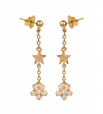 VIDAL & VIDAL Earrings Candy Silver ball chain star and flower zirconia gold plated