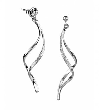 VIDAL & VIDAL Trendy long double wave silver earrings