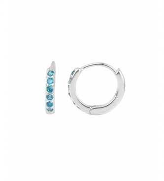 VIDAL & VIDAL Earrings Essentials Silver blue zirconia hoop earrings silver plated 
