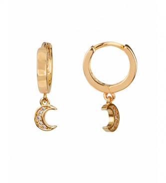 VIDAL & VIDAL Earrings Trendy moon with zirconia 18Kt gold