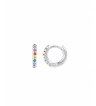 VIDAL & VIDAL Earrings Trendy hoop earrings multicolor zirconia 10mm silver