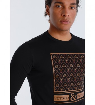 Victorio & Lucchino, V&L T-shirt a maniche lunghe con grafica nera sul petto