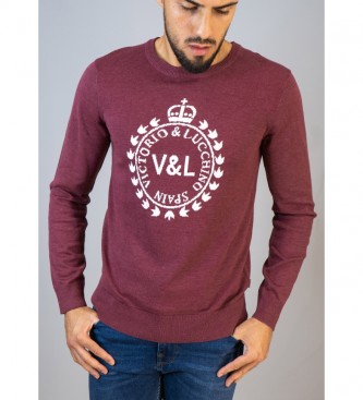 Victorio & Lucchino, V&L Intarsia Logo sweater burgundy