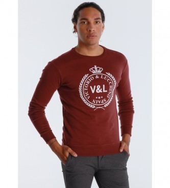 Victorio & Lucchino, V&L Logo Flock T-shirt kastanjebruin