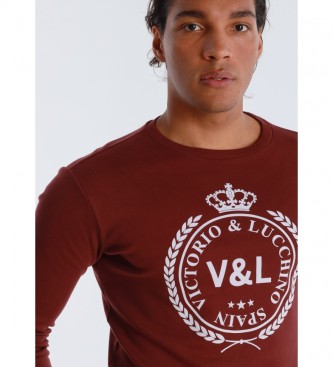 Victorio & Lucchino, V&L T-shirt bordeaux con logo floccato