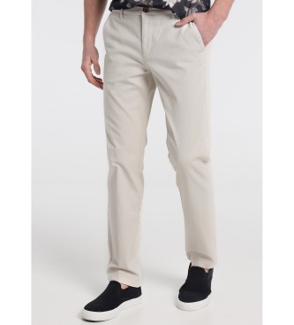 Victorio & Lucchino, V&L Chino Twill Colours Regular Fit Pull On Trousers - Bege Mdio