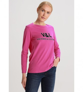 Victorio & Lucchino, V&L Long sleeve t-shirt Pink collar detail