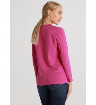 Victorio & Lucchino, V&L T-shirt a maniche lunghe con dettaglio colletto rosa