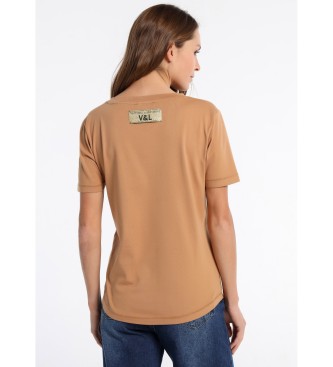 Victorio & Lucchino, V&L Brown Logo Peak Collar T-Shirt