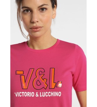 Victorio & Lucchino, V&L Glossy Tremend Logo T-Shirt - Comfort Pink