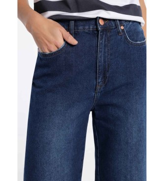 Victorio & Lucchino, V&L Jeans Denim Medio Blu Scuro Gamba Larga Crop Blu
