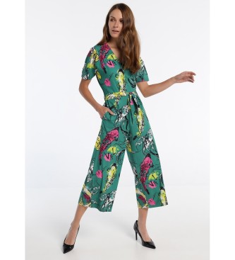 Victorio & Lucchino, V&L Groene Crop Crossover Jumpsuit
