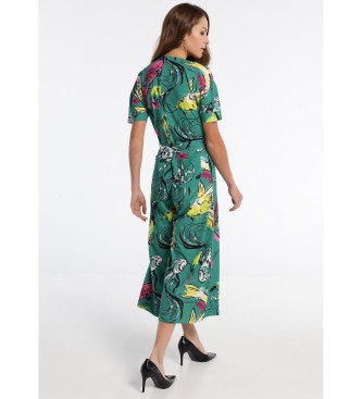 Victorio & Lucchino, V&L Green Crop Crossover Jumpsuit