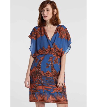 Victorio & Lucchino, V&L Watusi Line Printed Flowing Crossover Dress