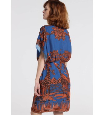 Victorio & Lucchino, V&L Watusi Line Printed Flowing Crossover Dress