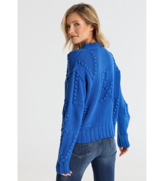 Victorio & Lucchino, V&L Strickpullover mit blauen, buchstabenfrmigen Bodoques