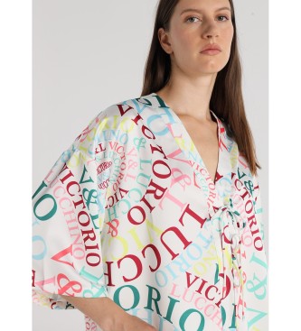 Victorio & Lucchino, V&L Blusa de meia manga estilo quimono com estampado multicolorido