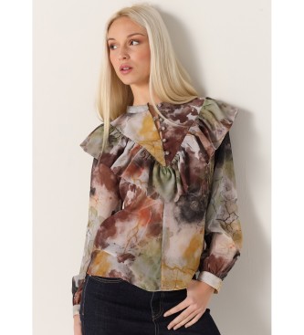 Victorio & Lucchino, V&L Flowing blouse with brown abstract print