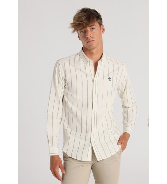Victorio & Lucchino, V&L Shirt met lange mouwen en geborduurd logo in witte verticale streepprint
