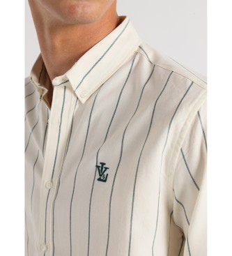 Victorio & Lucchino, V&L Shirt met lange mouwen en geborduurd logo in witte verticale streepprint
