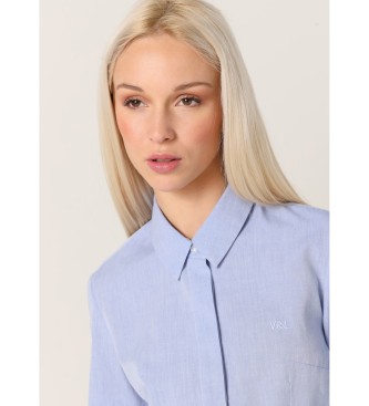 Victorio & Lucchino, V&L Camisa manga larga con estructura fil a fil azul