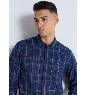 Victorio & Lucchino, V&L Blauw geruit flanellen overhemd