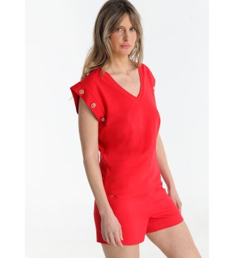 Victorio & Lucchino, V&L Maglietta con dettaglio bottone rosso