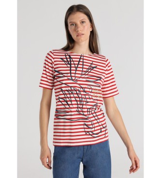 Victorio & Lucchino, V&L T-shirt à manches courtes avec bandes graphiques de couleur rouge sur la poitrine.