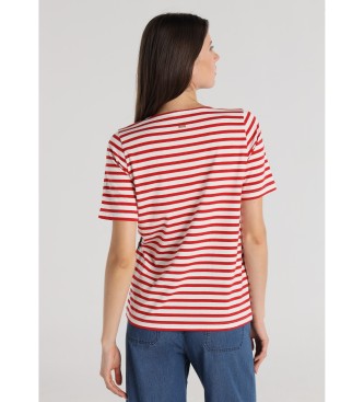 Victorio & Lucchino, V&L T-shirt à manches courtes avec bandes graphiques de couleur rouge sur la poitrine.