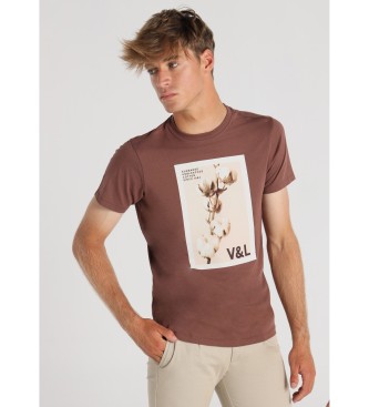 Victorio & Lucchino, V&L T-shirt castanha com flores de algodo