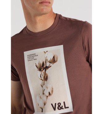 Victorio & Lucchino, V&L T-shirt castanha com flores de algodo