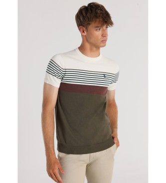 Victorio & Lucchino, V&L Kortrmad stickad T-shirt med grnt randigt tryck