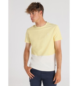 Victorio & Lucchino, V&L Kortrmet T-shirt med blokprint og broderet logo, gul