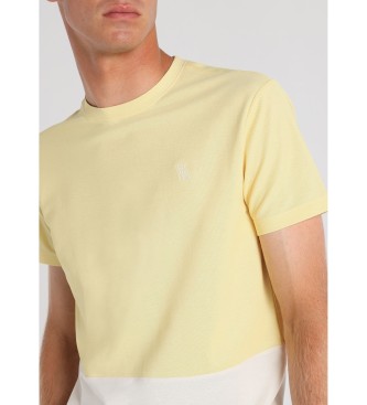 Victorio & Lucchino, V&L Kortrmet T-shirt med blokprint og broderet logo, gul