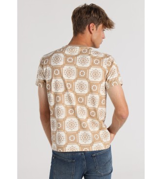 Victorio & Lucchino, V&L Beige kortärmad t-shirt med brösttryck