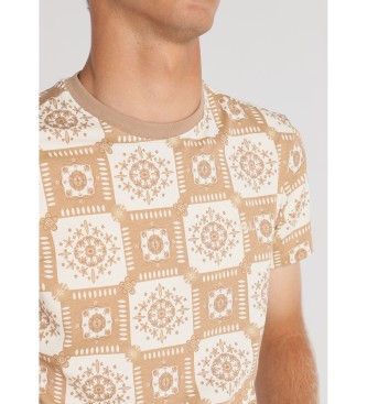 Victorio & Lucchino, V&L Beige kortärmad t-shirt med brösttryck