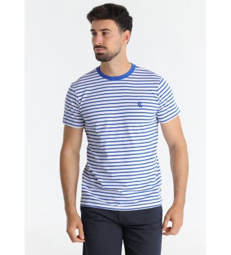 Victorio & Lucchino, V&L Blau gestreiftes T-Shirt mit Druck