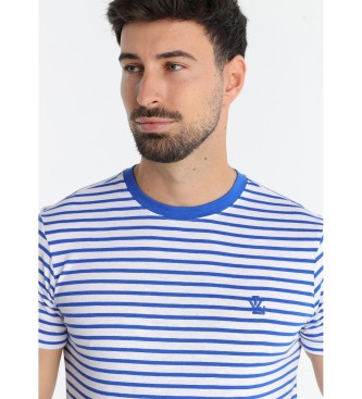 Victorio & Lucchino, V&L Blau gestreiftes T-Shirt mit Druck
