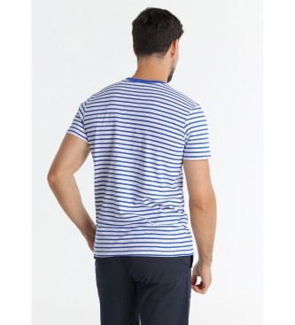 Victorio & Lucchino, V&L Blau gestreiftes T-Shirt mit Druck