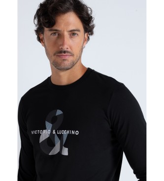 Victorio & Lucchino, V&L Enkel lngrmad t-shirt med logotyp