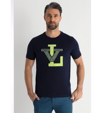 Victorio & Lucchino, V&L Basic kortrmet T-shirt med navy logoapplikation