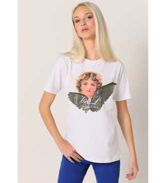 Victorio & Lucchino, V&L T-shirt a maniche corte con paillettes angelo bianco