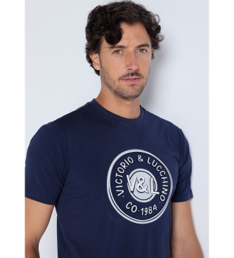 Victorio & Lucchino, V&L Kurzarm-T-Shirt mit dunkelblauem Logo
