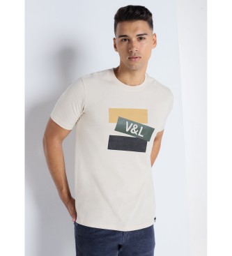 Victorio & Lucchino, V&L Kurzrmeliges T-Shirt mit beigem Aufdruck