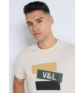 Victorio & Lucchino, V&L Kurzrmeliges T-Shirt mit beigem Aufdruck