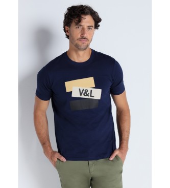 Victorio & Lucchino, V&L Kortrmad t-shirt med marinbltt tryck