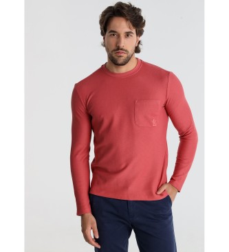 Victorio & Lucchino, V&L T-shirt con taschino sul petto in tessuto jacquard rosso